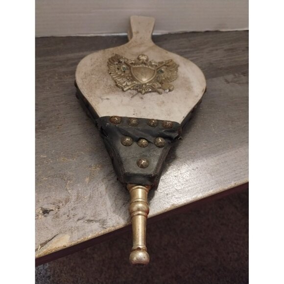 Antique Fireplace Bellows With Ornate Eagle Design & Brass Nozzle - Picture 1 of 4